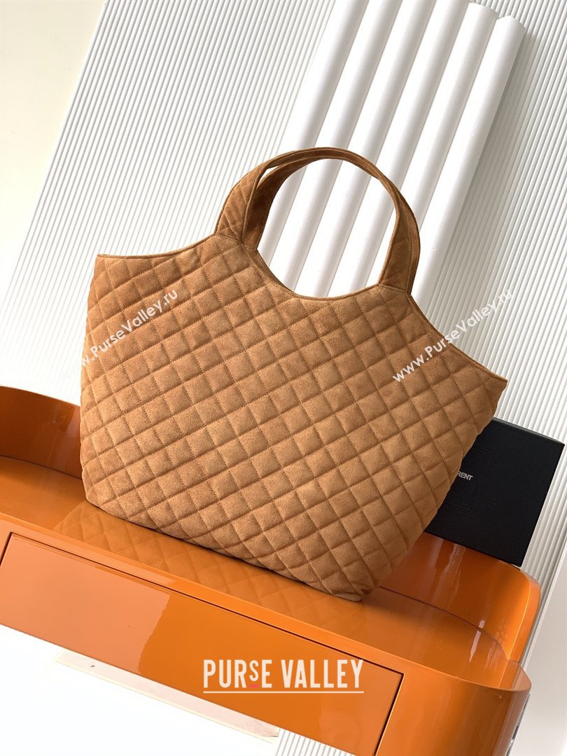 Saint Laurent Icare Maxi Shopping Bag in Quilted Suede 698651 Caramel 2026 (YY-260119045)