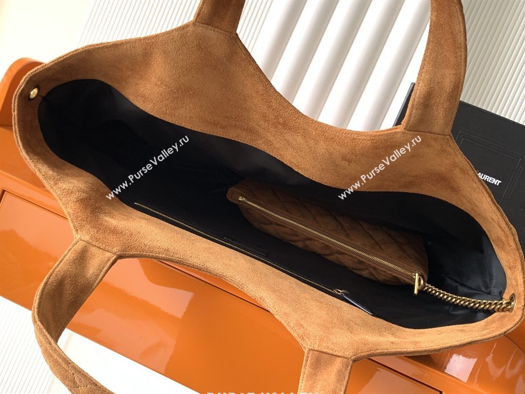 Saint Laurent Icare Maxi Shopping Bag in Quilted Suede 698651 Caramel 2026 (YY-260119045)