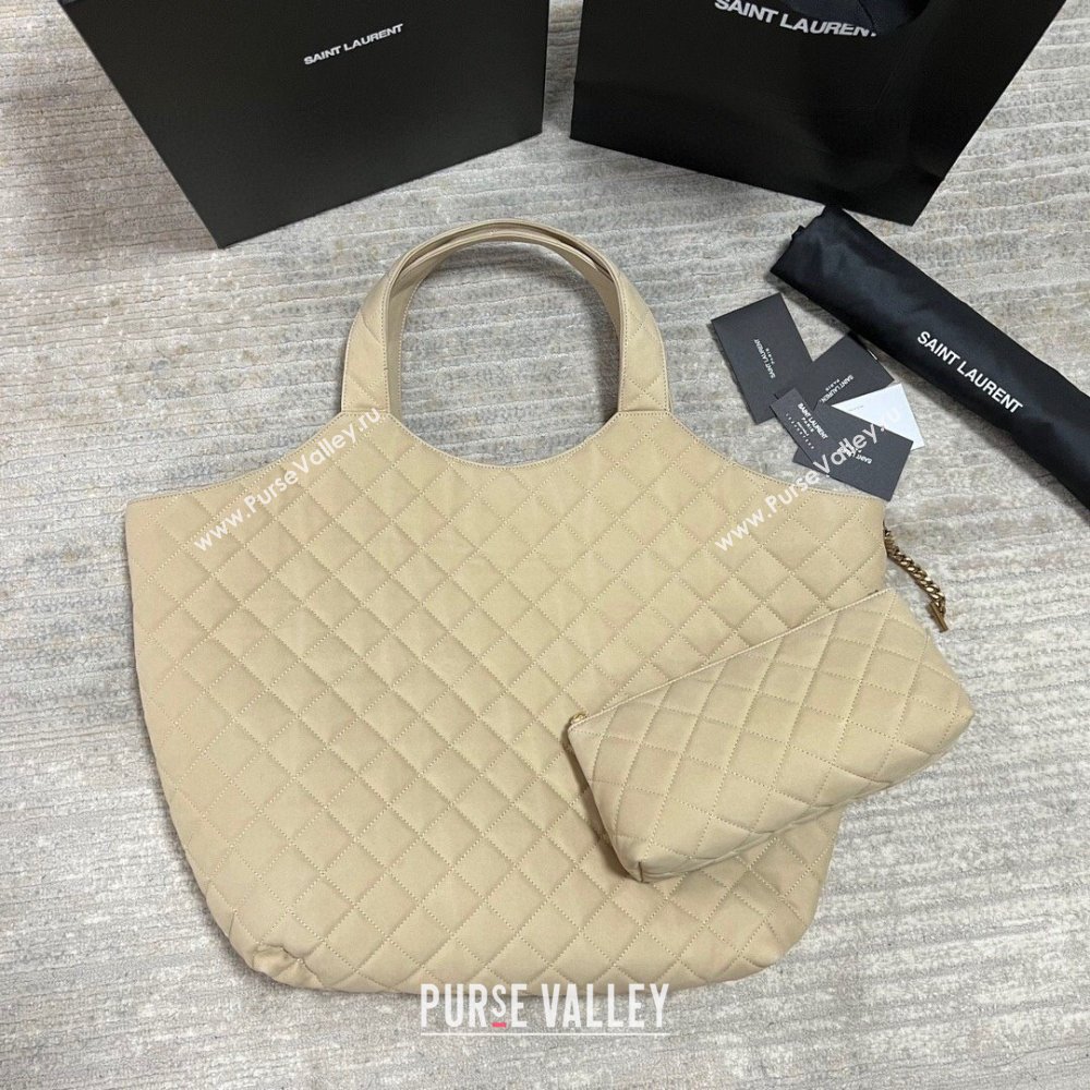Saint Laurent Icare Maxi Shopping Bag in Quilted Suede 698651 Beige 2025 (nana-250924074)