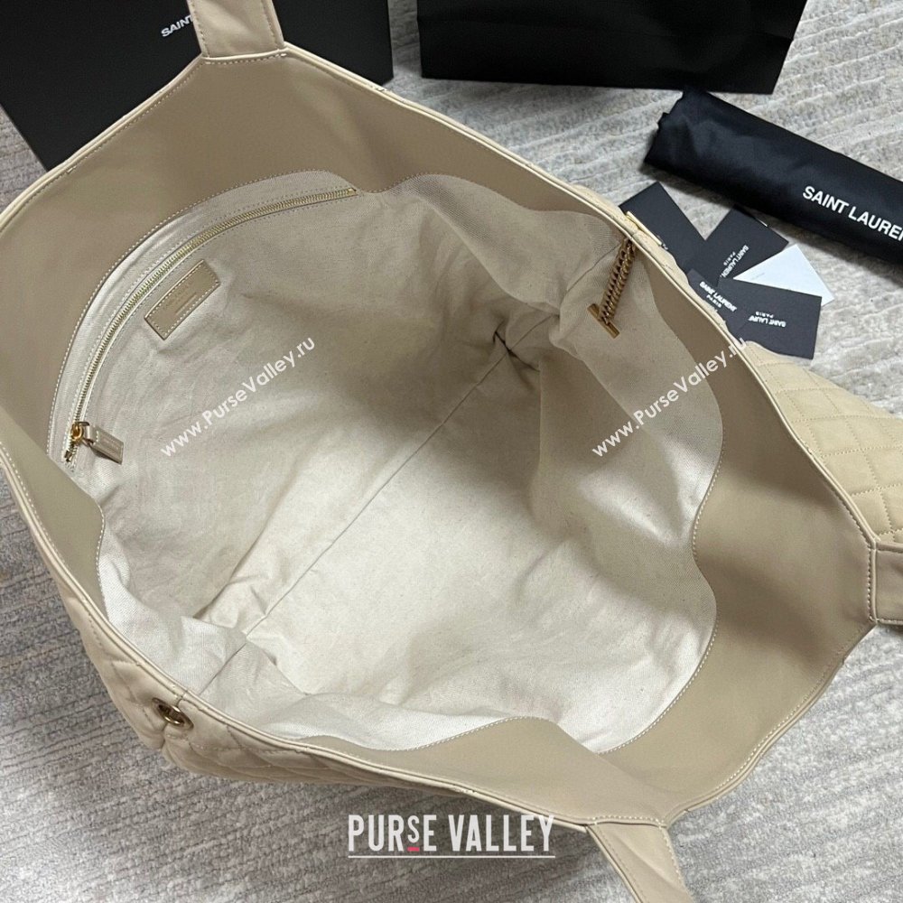 Saint Laurent Icare Maxi Shopping Bag in Quilted Suede 698651 Beige 2025 (nana-250924074)