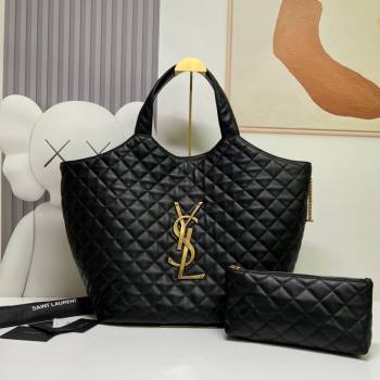 Saint Laurent Icare Maxi Shopping Bag in Quilted Nappa Leather 698651 Black 2025 (nana-250924073)