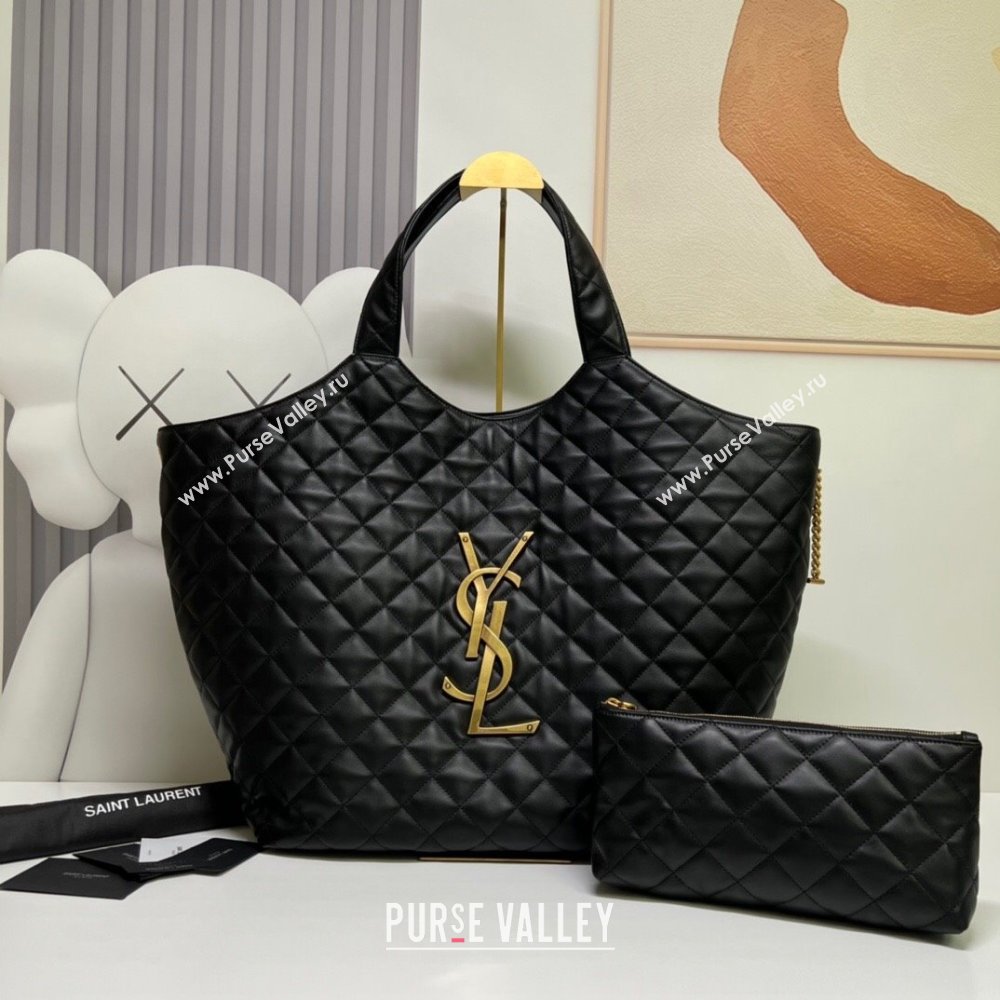Saint Laurent Icare Maxi Shopping Bag in Quilted Nappa Leather 698651 Black 2025 (nana-250924073)