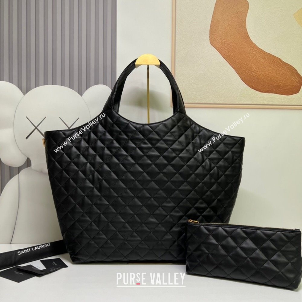 Saint Laurent Icare Maxi Shopping Bag in Quilted Nappa Leather 698651 Black 2025 (nana-250924073)