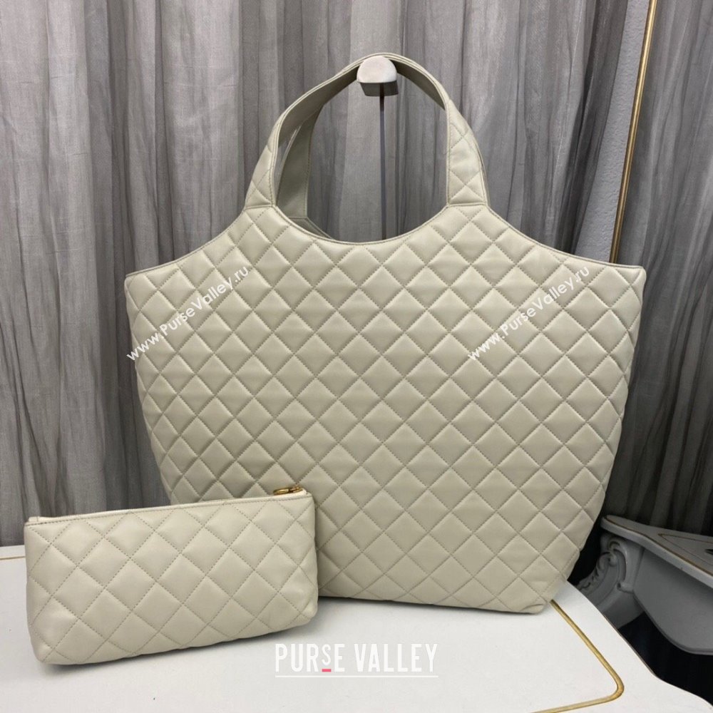 Saint Laurent Icare Maxi Shopping Bag in Quilted Nappa Leather 698651 White 2025 (nana-250924076)