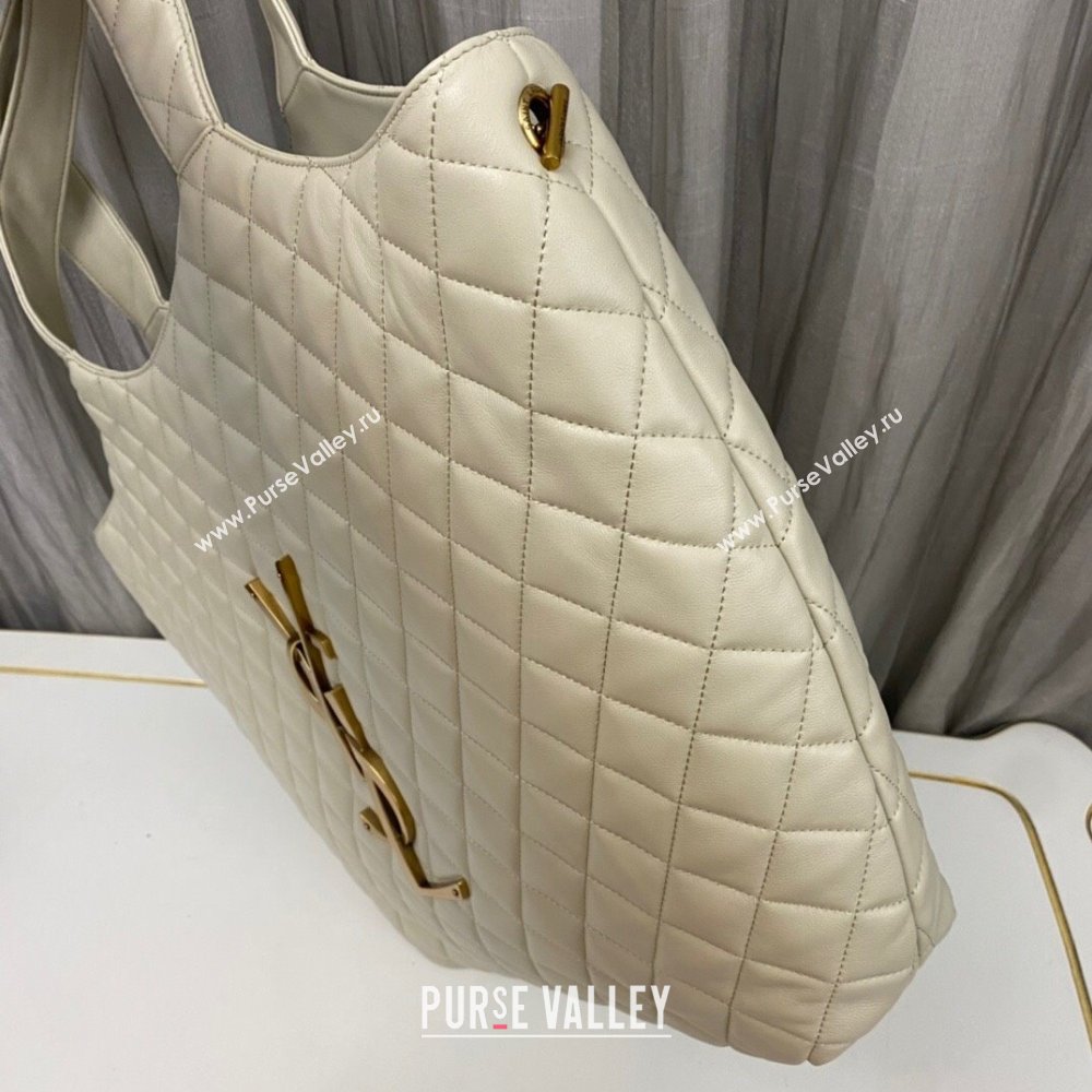 Saint Laurent Icare Maxi Shopping Bag in Quilted Nappa Leather 698651 White 2025 (nana-250924076)