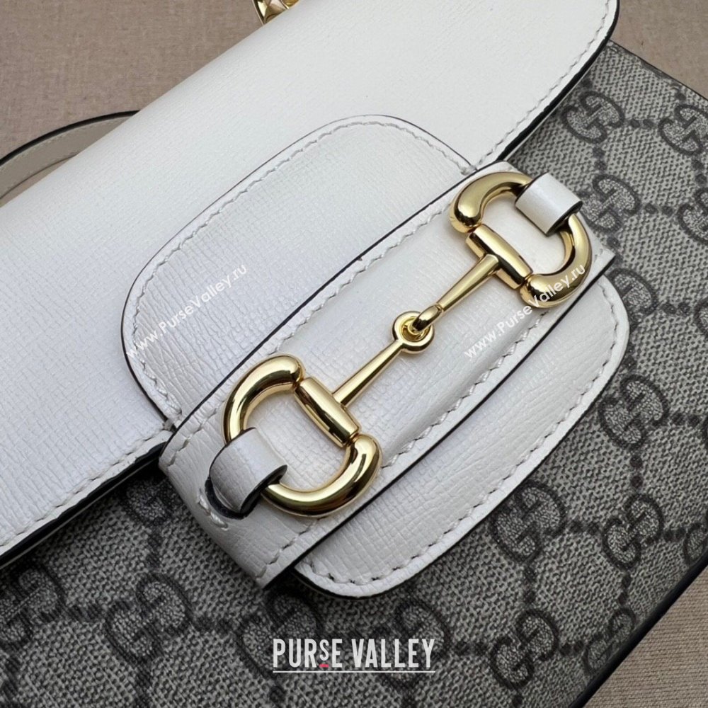 Gucci Horsebit 1955 Leather and GG Canvas Small Top Handle Bag 703848 Beige/White 2025 (DLH-250630111)