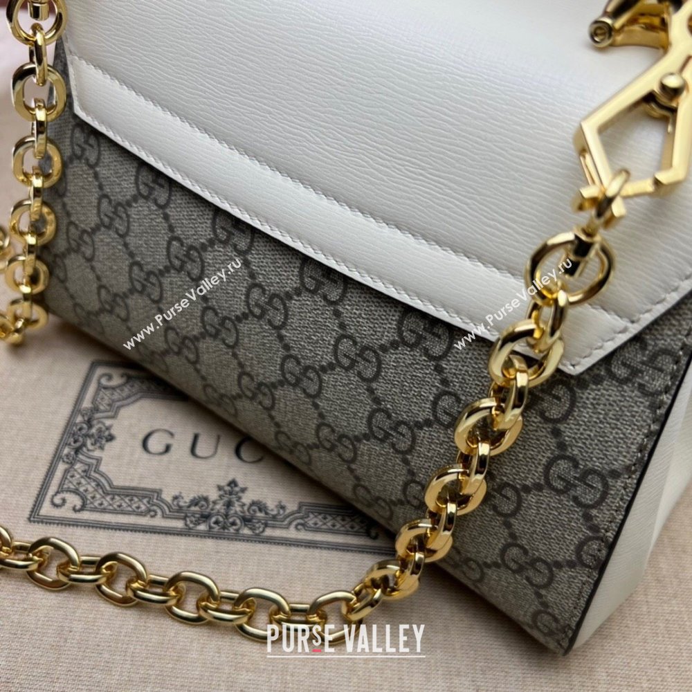 Gucci Horsebit 1955 Leather and GG Canvas Small Top Handle Bag 703848 Beige/White 2025 (DLH-250630111)