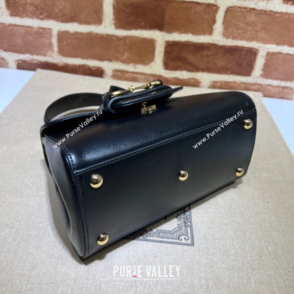 Gucci Horsebit 1955 Leather Small Top Handle Bag 703848 Black 2025 (DLH-250630109)
