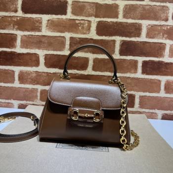 Gucci Horsebit 1955 Leather Small Top Handle Bag 703848 Dark Brown 2025 (DLH-250630115)