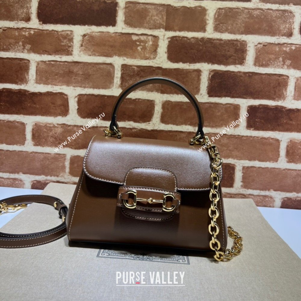 Gucci Horsebit 1955 Leather Small Top Handle Bag 703848 Dark Brown 2025 (DLH-250630115)