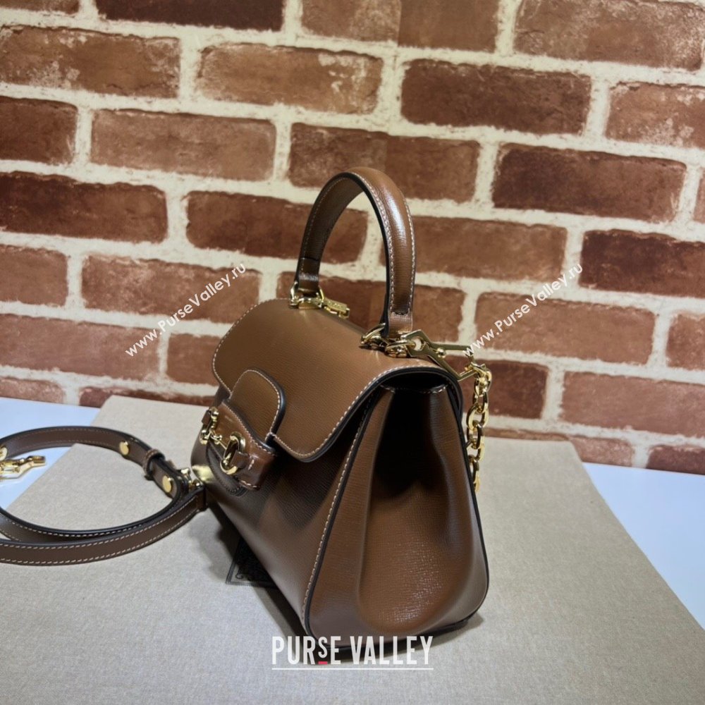 Gucci Horsebit 1955 Leather Small Top Handle Bag 703848 Dark Brown 2025 (DLH-250630115)