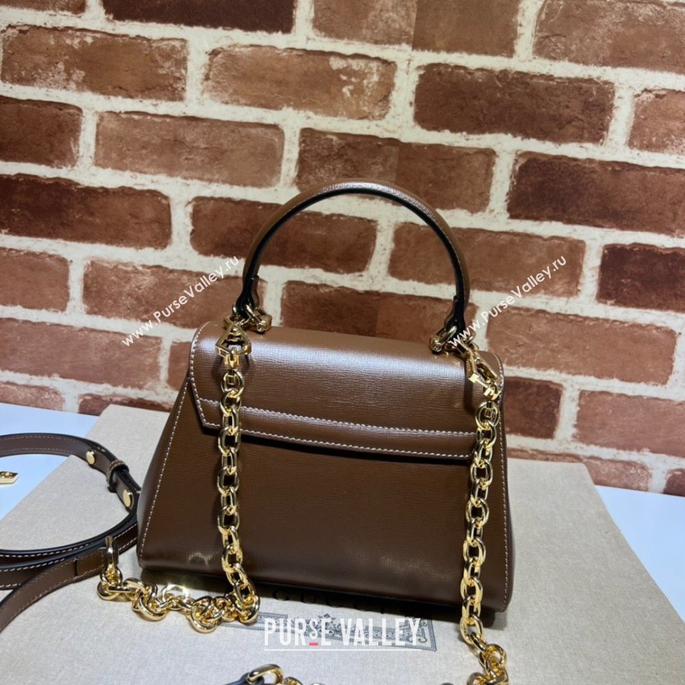 Gucci Horsebit 1955 Leather Small Top Handle Bag 703848 Dark Brown 2025 (DLH-250630115)