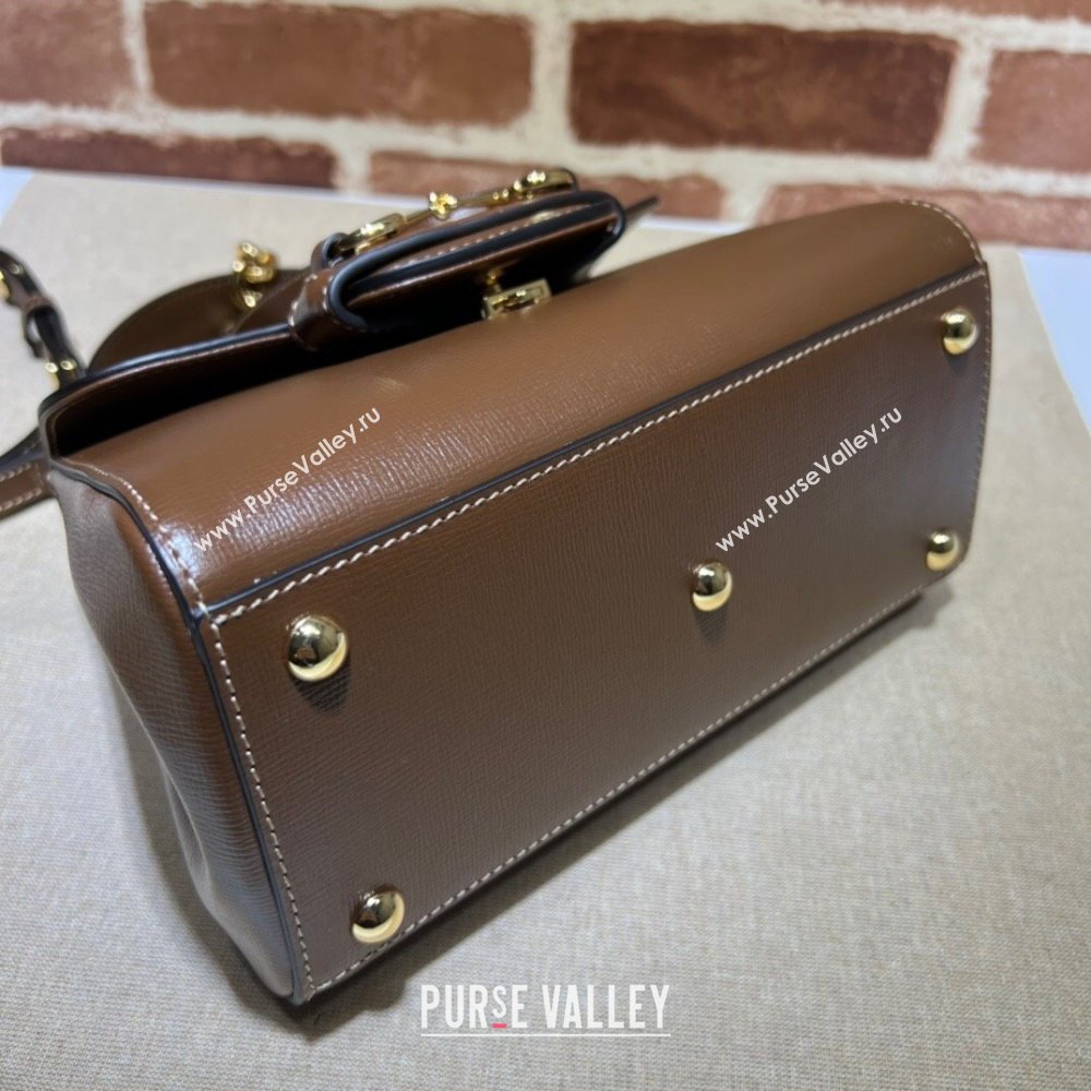 Gucci Horsebit 1955 Leather Small Top Handle Bag 703848 Dark Brown 2025 (DLH-250630115)