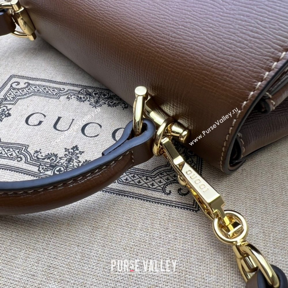 Gucci Horsebit 1955 Leather Small Top Handle Bag 703848 Dark Brown 2025 (DLH-250630115)