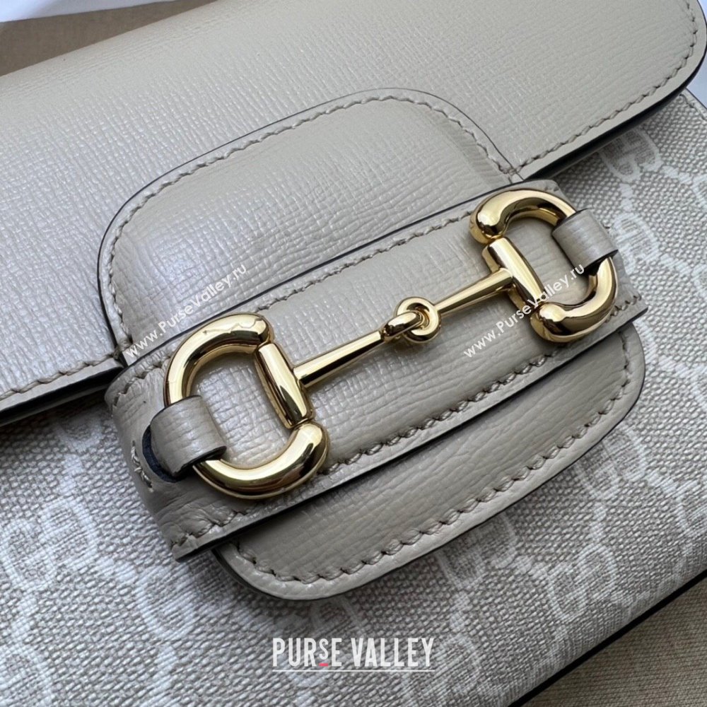 Gucci Horsebit 1955 Leather and GG Canvas Small Top Handle Bag 703848 Oatmeal/Beige 2025 (DLH-250630116)