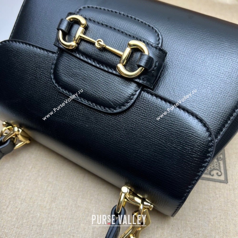 Gucci Horsebit 1955 Leather Small Top Handle Bag 703848 Black 2025 (DLH-250630109)