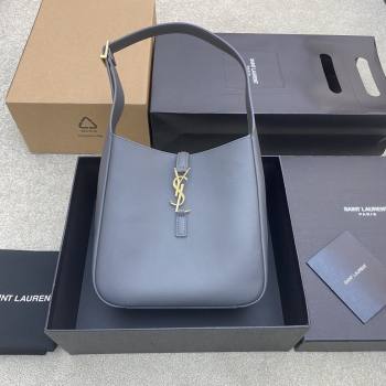 Saint Laurent LE 5 À 7 Supple Small Hobo Bag in Grained Leather 713938 Grey/Gold 2024 (YY-241218021)