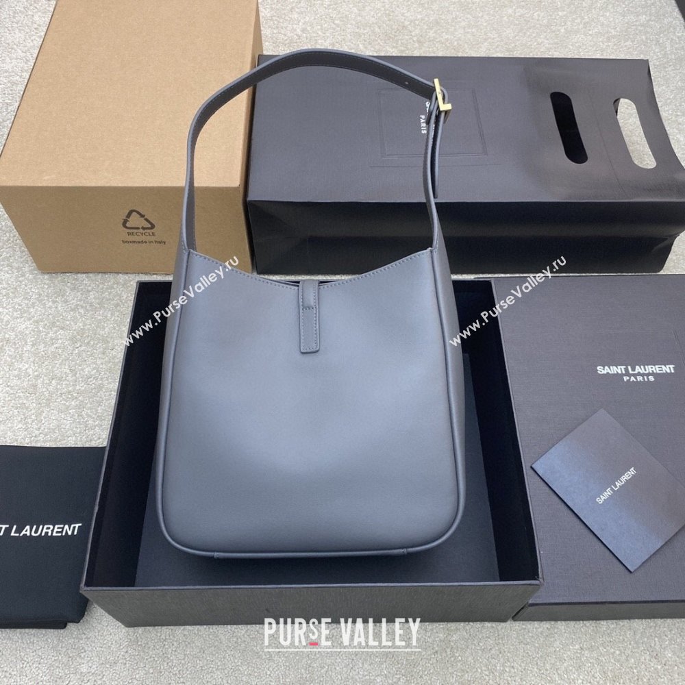 Saint Laurent LE 5 À 7 Supple Small Hobo Bag in Grained Leather 713938 Grey/Gold 2024 (YY-241218021)