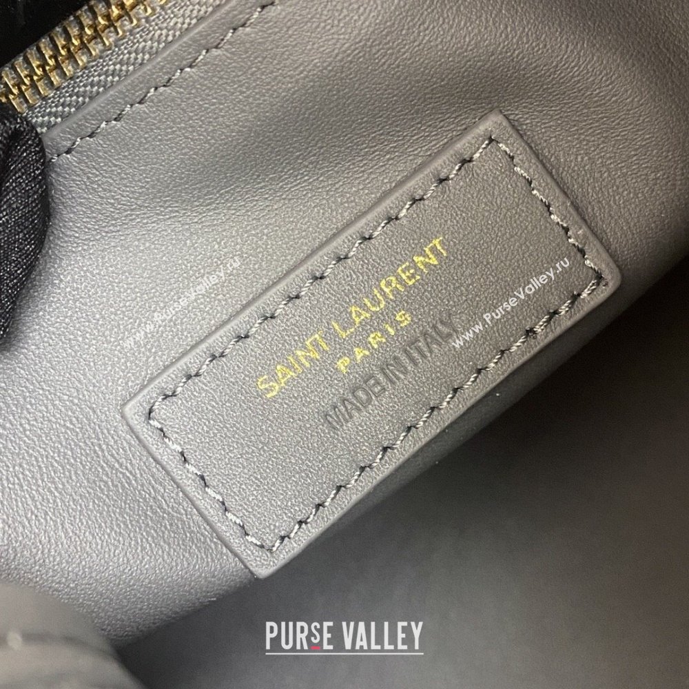 Saint Laurent LE 5 À 7 Supple Small Hobo Bag in Grained Leather 713938 Grey/Gold 2024 (YY-241218021)