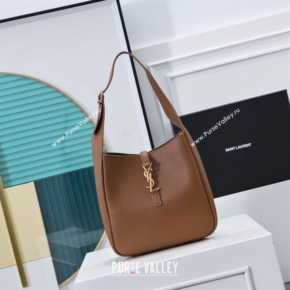 Saint Laurent LE 5 À 7 Supple Small Hobo Bag in Grained Leather 713938 Dark Brown 2024 (YY-241218024)