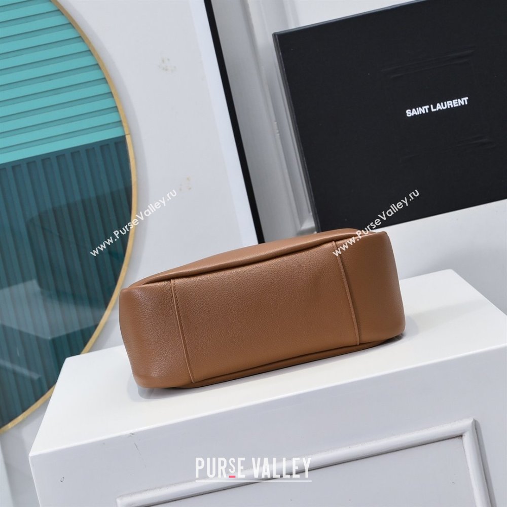 Saint Laurent LE 5 À 7 Supple Small Hobo Bag in Grained Leather 713938 Dark Brown 2024 (YY-241218024)