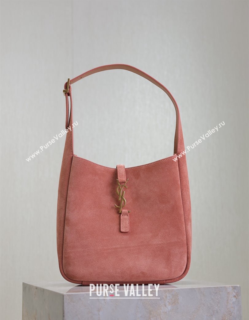 Saint Laurent LE 5 À 7 Supple Small Hobo Bag in Suede 713938 Light Pink 2024 (YY-241218016)