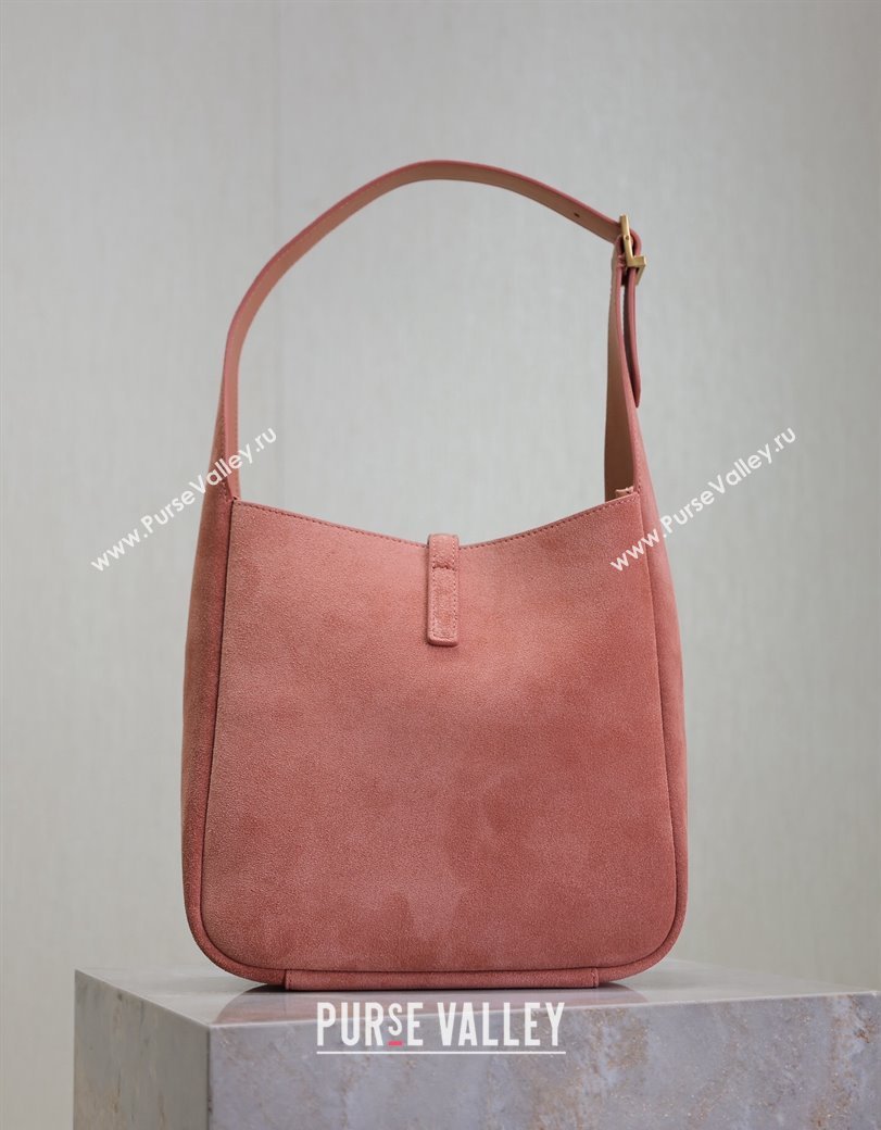 Saint Laurent LE 5 À 7 Supple Small Hobo Bag in Suede 713938 Light Pink 2024 (YY-241218016)