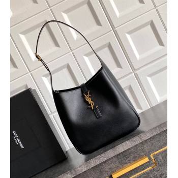 Saint Laurent LE 5 À 7 Supple Small Hobo Bag in Grained Leather 713938 Black/Gold 2024 (YY-241218015)