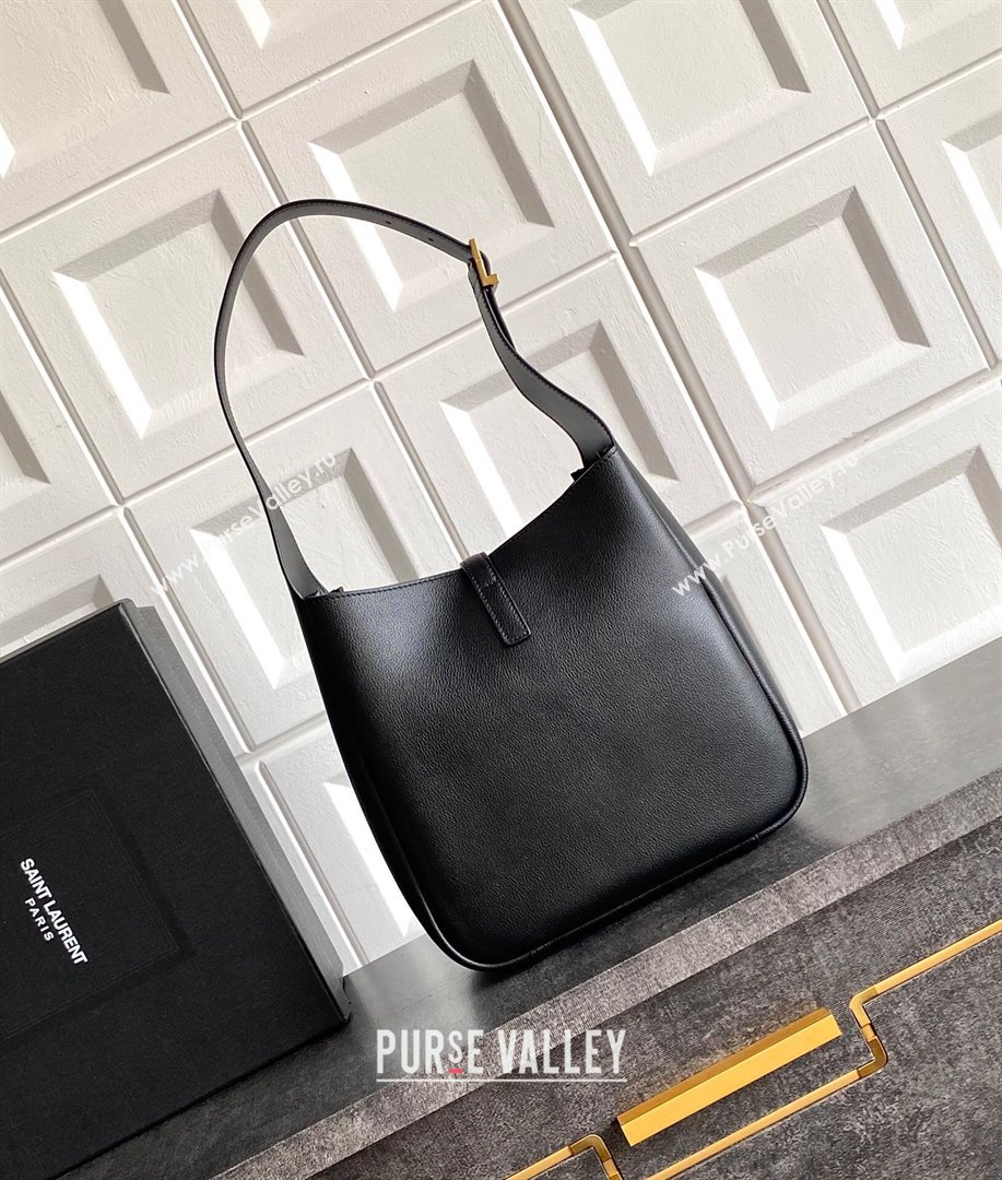 Saint Laurent LE 5 À 7 Supple Small Hobo Bag in Grained Leather 713938 Black/Gold 2024 (YY-241218015)