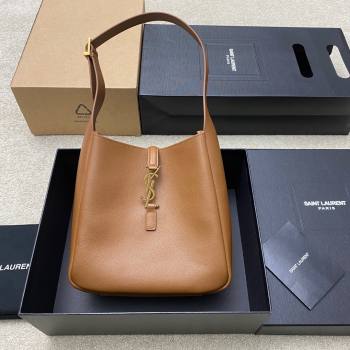 Saint Laurent LE 5 À 7 Supple Small Hobo Bag in Grained Leather 713938 Caramel Brown 2024 (YY-241218019)