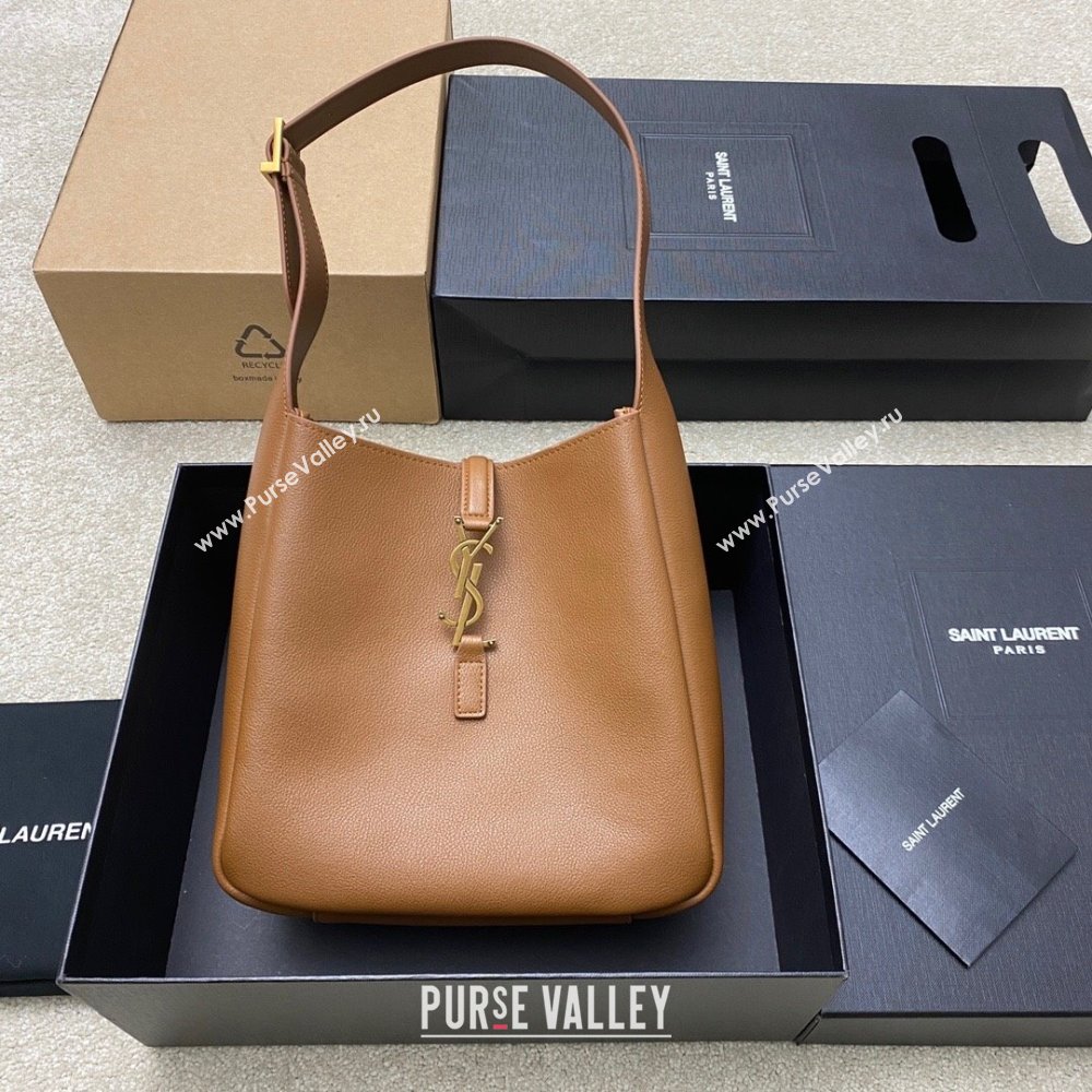 Saint Laurent LE 5 À 7 Supple Small Hobo Bag in Grained Leather 713938 Caramel Brown 2024 (YY-241218019)