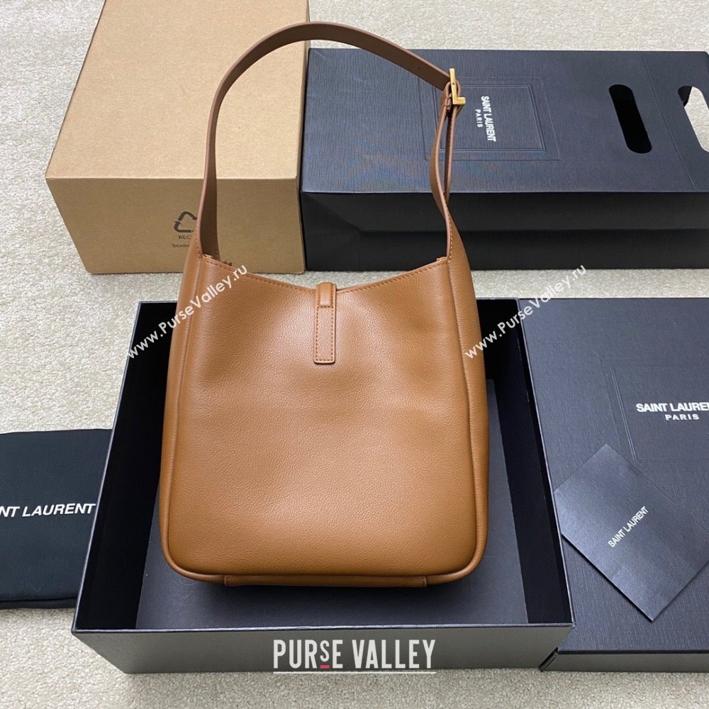 Saint Laurent LE 5 À 7 Supple Small Hobo Bag in Grained Leather 713938 Caramel Brown 2024 (YY-241218019)