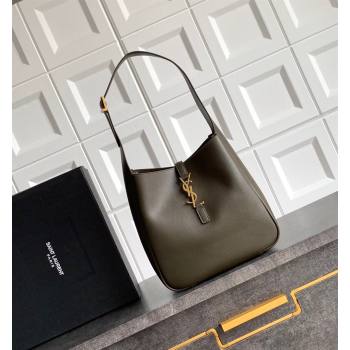 Saint Laurent LE 5 À 7 Supple Small Hobo Bag in Grained Leather 713938 Musk Green 2024 (YY-241218013)