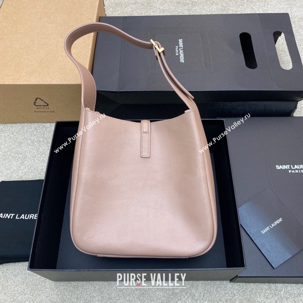 Saint Laurent LE 5 À 7 Supple Small Hobo Bag in Grained Leather 713938 Nude Pink 2024 (YY-241218020)