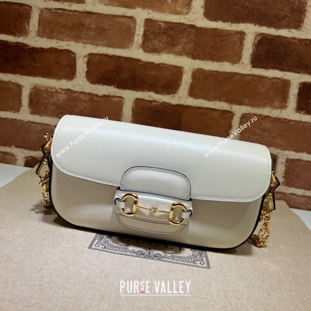 Gucci Horsebit 1955 small shoulder bag in Leather White/Gold 2025 735178 (DLH-250630122)