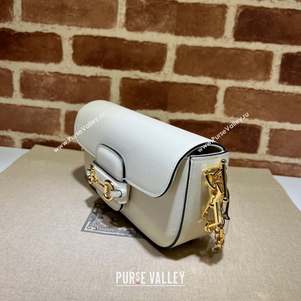 Gucci Horsebit 1955 small shoulder bag in Leather White/Gold 2025 735178 (DLH-250630122)