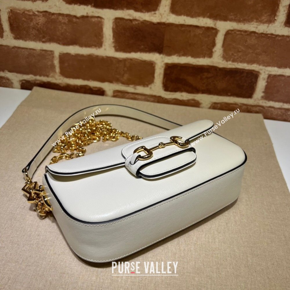 Gucci Horsebit 1955 small shoulder bag in Leather White/Gold 2025 735178 (DLH-250630122)