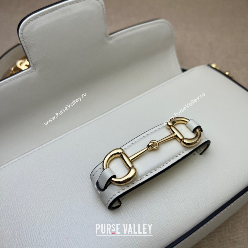 Gucci Horsebit 1955 small shoulder bag in Leather White/Gold 2025 735178 (DLH-250630122)