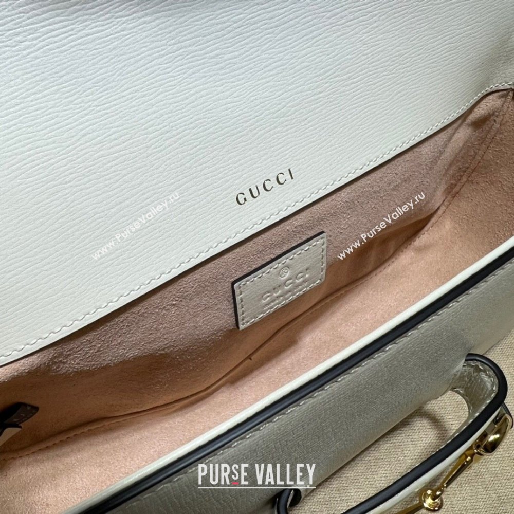 Gucci Horsebit 1955 small shoulder bag in Leather White/Gold 2025 735178 (DLH-250630122)