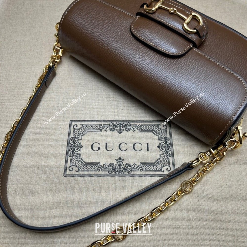Gucci Horsebit 1955 small shoulder bag in Leather Dark Brown 2025 735178 (DLH-250630121)