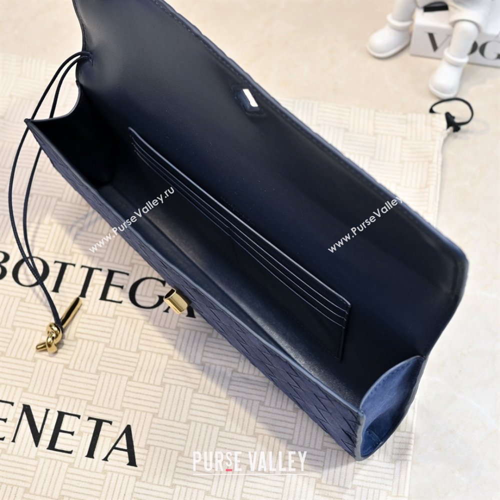 Bottega Veneta Long Clutch Bag Andiamo in Intrecciato Suede Blue 2025 741511 (WT-251119032)