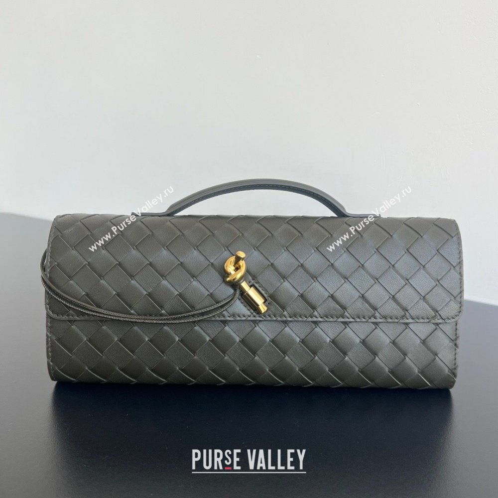 Bottega Veneta Long Clutch Bag Andiamo in Intrecciato Leather Dark Khaki 2025 741511 (WT-251119044)