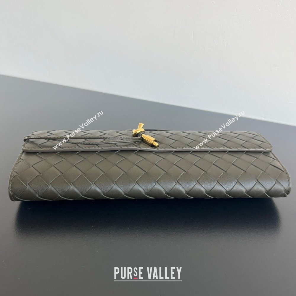 Bottega Veneta Long Clutch Bag Andiamo in Intrecciato Leather Dark Khaki 2025 741511 (WT-251119044)