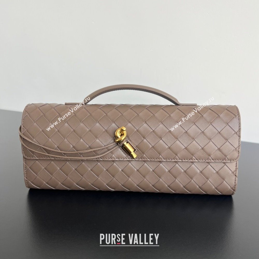 Bottega Veneta Long Clutch Bag Andiamo in Intrecciato Leather Pinenut Brown 2025 741511 (WT-251119045)