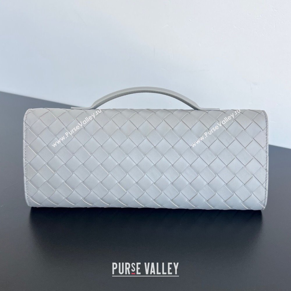 Bottega Veneta Long Clutch Bag Andiamo in Intrecciato Leather Silver Grey 2025 741511 (WT-251119046)