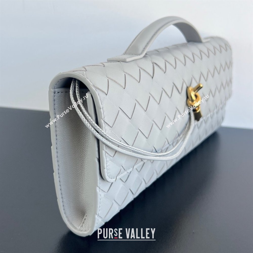 Bottega Veneta Long Clutch Bag Andiamo in Intrecciato Leather Silver Grey 2025 741511 (WT-251119046)