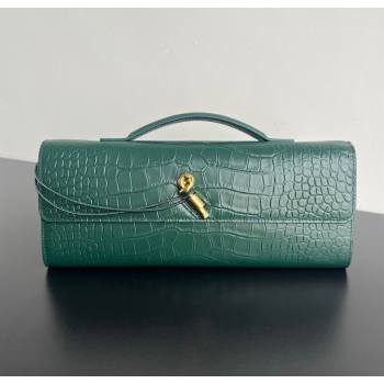 Bottega Veneta Long Clutch Bag Andiamo in Crocodile Embossed Leather Emerald Green 2025 741511 (WT-251119049)