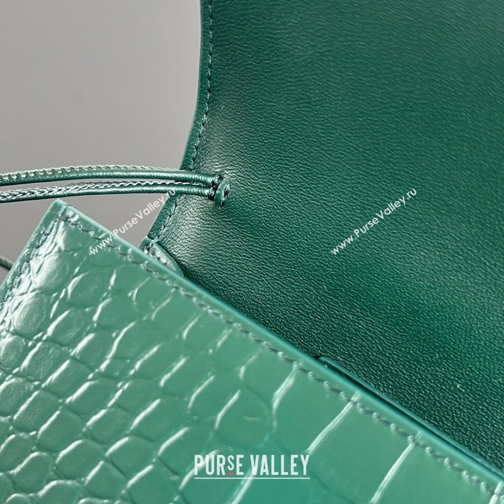 Bottega Veneta Long Clutch Bag Andiamo in Crocodile Embossed Leather Emerald Green 2025 741511 (WT-251119049)