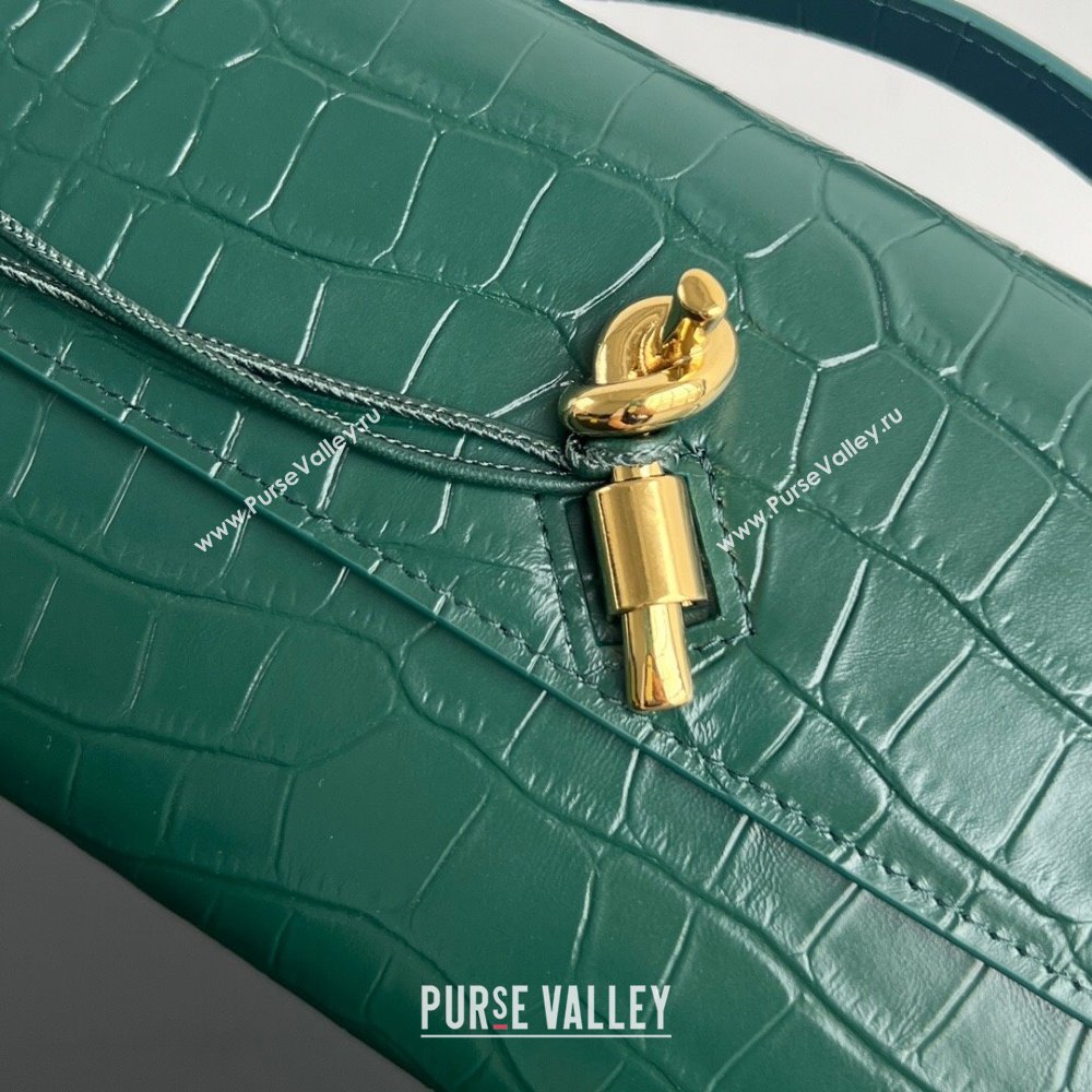 Bottega Veneta Long Clutch Bag Andiamo in Crocodile Embossed Leather Emerald Green 2025 741511 (WT-251119049)