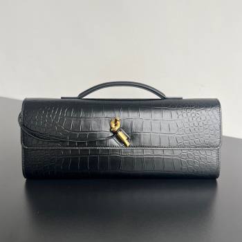 Bottega Veneta Long Clutch Bag Andiamo in Crocodile Embossed Leather Black 2025 741511 (WT-251119050)